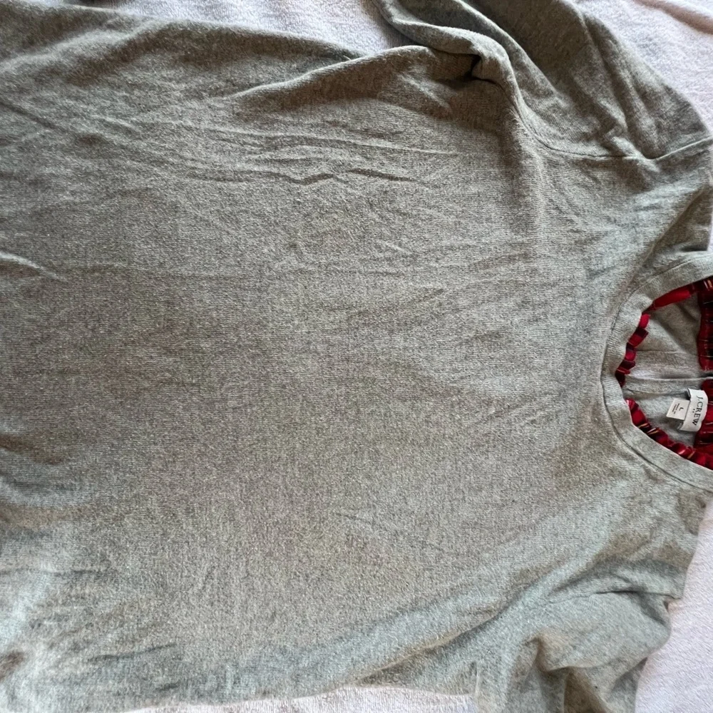 J. Crew Gray Top with Red Ruffle Detail​​